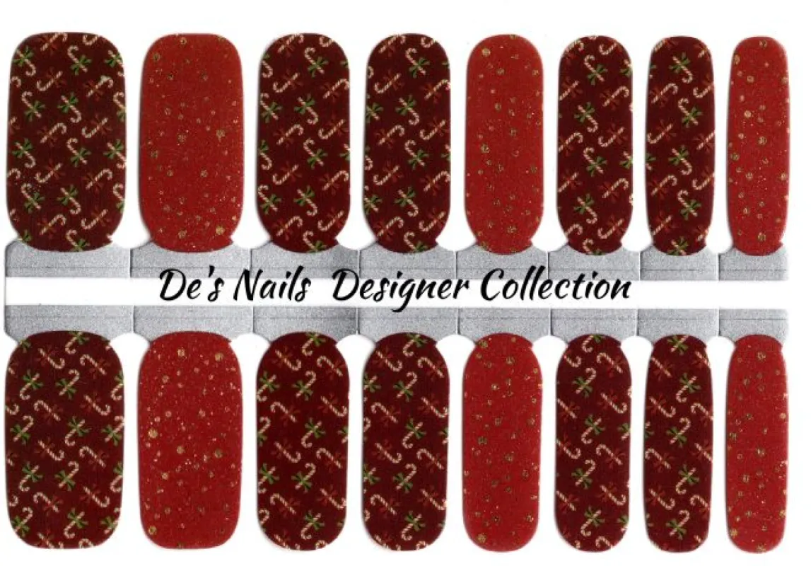 Candy Cane Lane - Designer Nail Polish Wraps sold by De's Nails