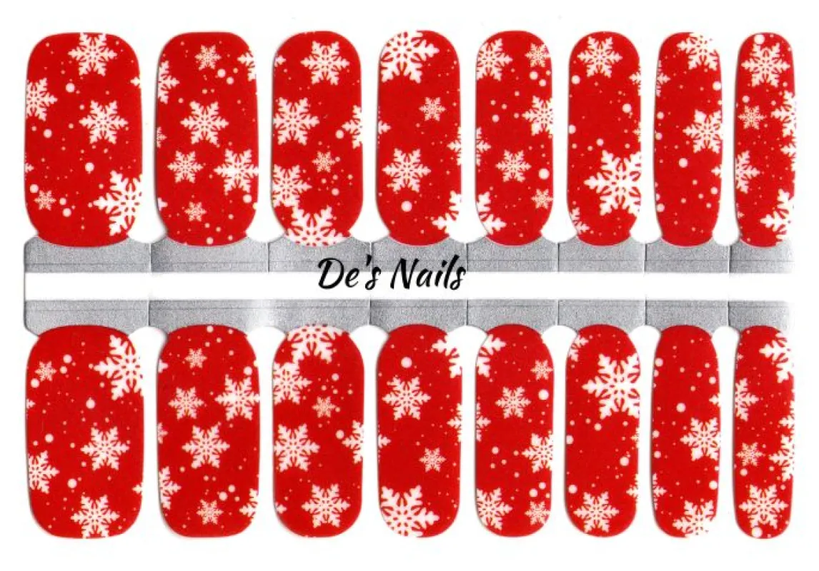 Red Snowflake Nail Polish Wraps sold by De's Nails