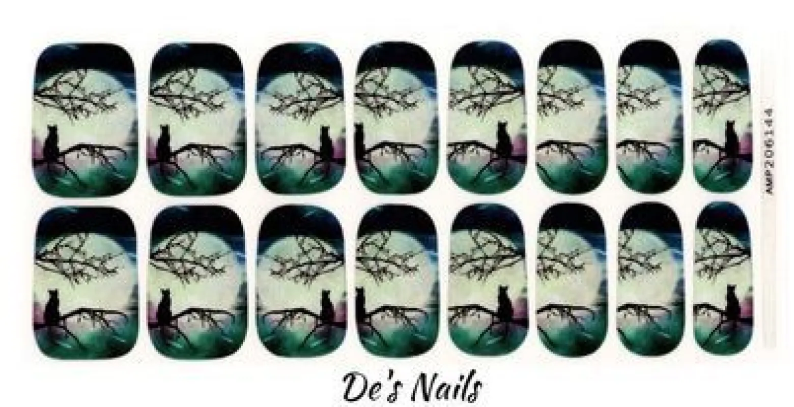 Full Moon Kitty - Premium Nail Polish Wraps sold by De's Nails