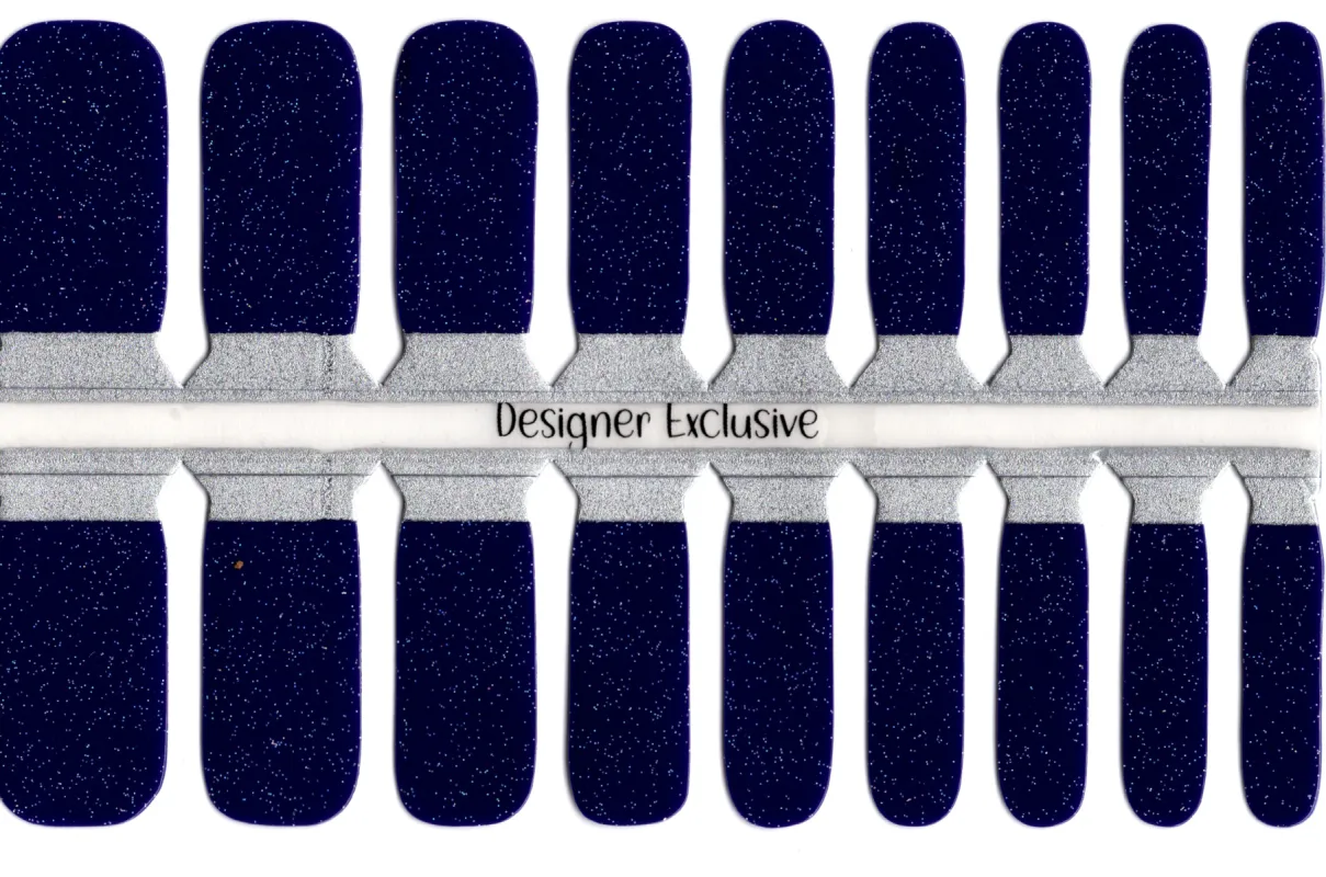 Dark Blue to Light Blue Sparkle Color Changing- De’s Nails Petite Exclusive Nail Polish Wraps sold by De's Nails