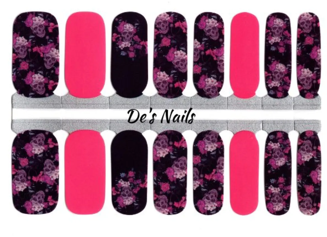 Floral Skull- Nail Polish Wraps sold by De's Nails
