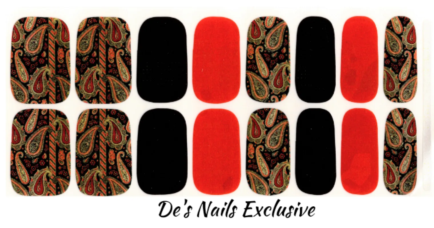 Velvet Paisley - De’s Nails Exclusive Premium Nail Polish Wraps sold by De's Nails
