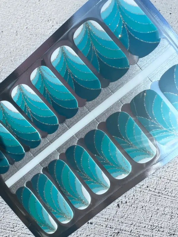 Wave Teal Me   - Designer Nail Polish Wraps sold by De's Nails