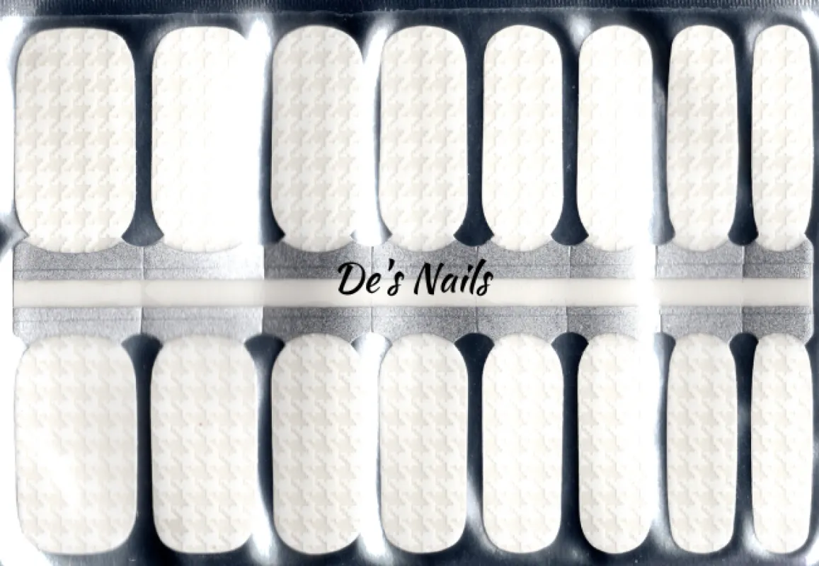White Houndstooth - Clear Overlay Nail Polish Wraps sold by De's Nails
