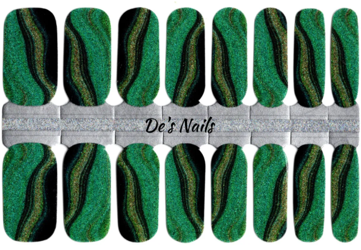 Jade Glitz - Nail Polish Wraps made by De's Nails