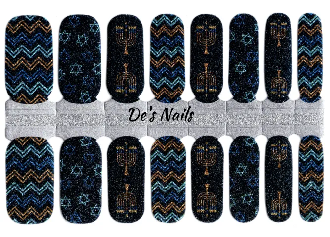 Light the Menorah - Nail Polish Wraps sold by De's Nails