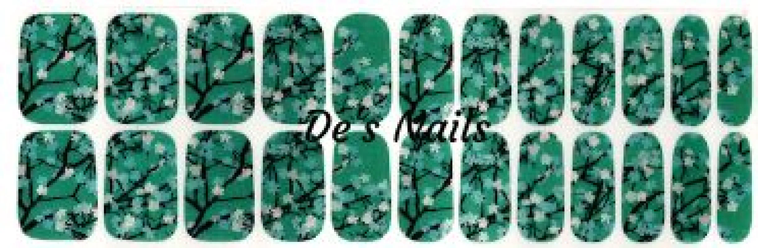Teal Cherry Blossom - Premium Nail Polish Wraps sold by De's Nails