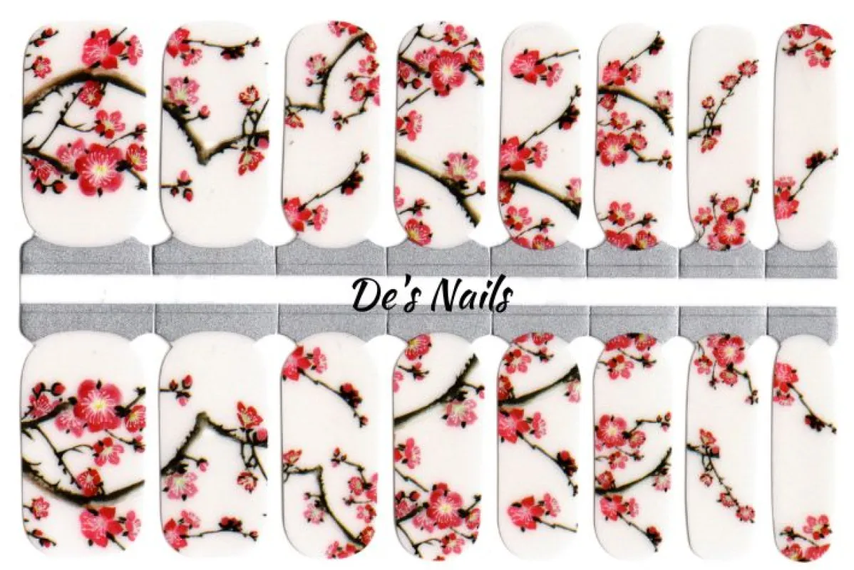 Cheery Cherry Blossoms - Nail Polish Wraps sold by De's Nails