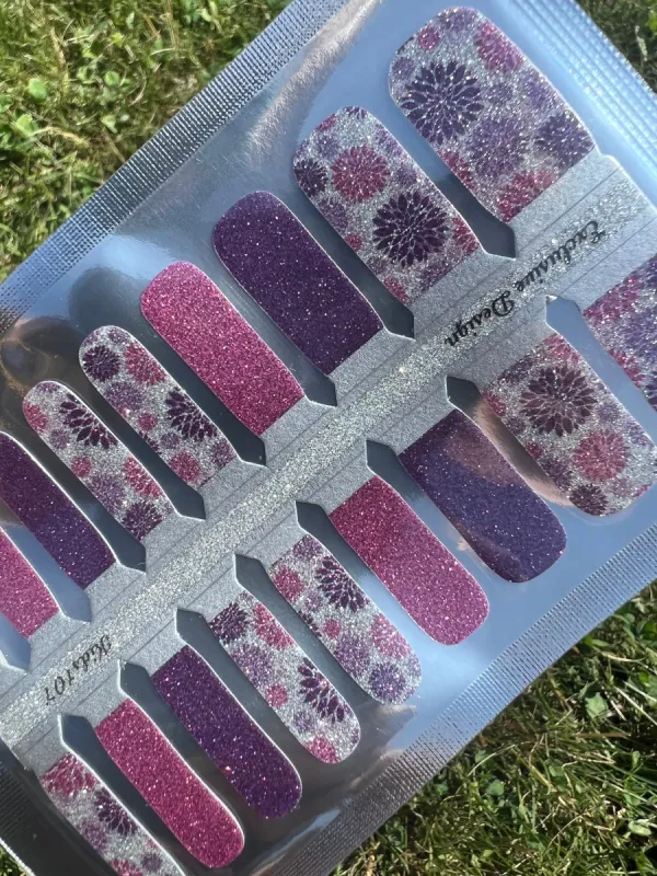 Pink and Purple Pow - Petite Collection -  Designer Nail Polish Wraps sold by De's Nails