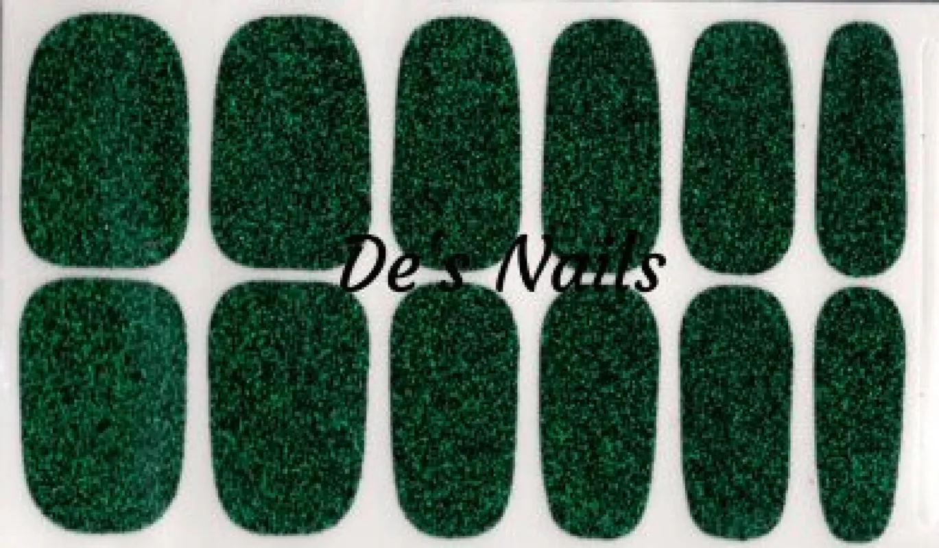 Grateful Green Sparkle Premium Nail Polish Wraps sold by De's Nails