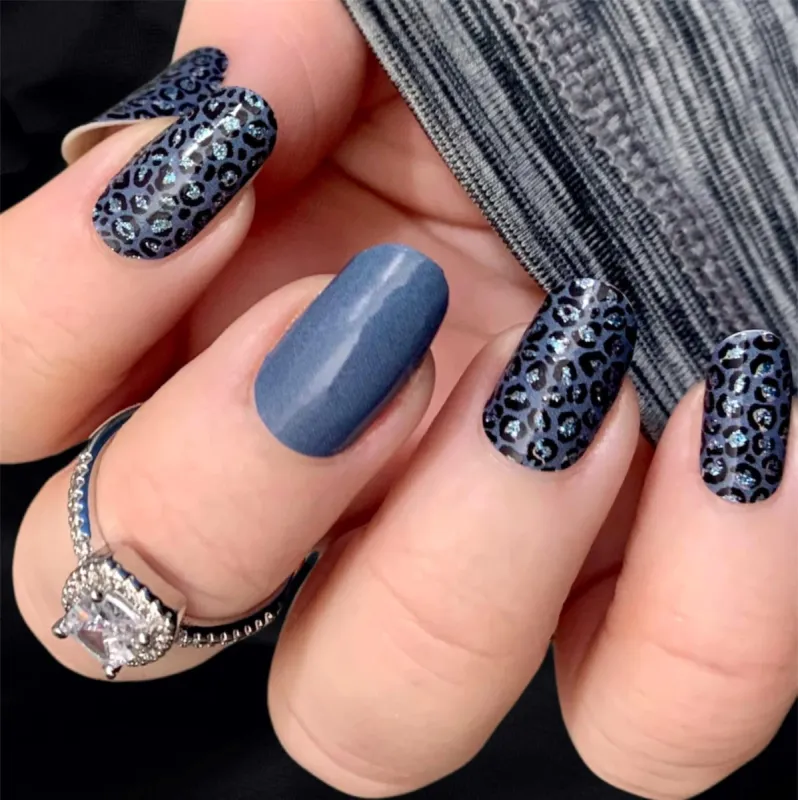 Cheetah Blues Designer Nail Polish Wraps sold by De's Nails