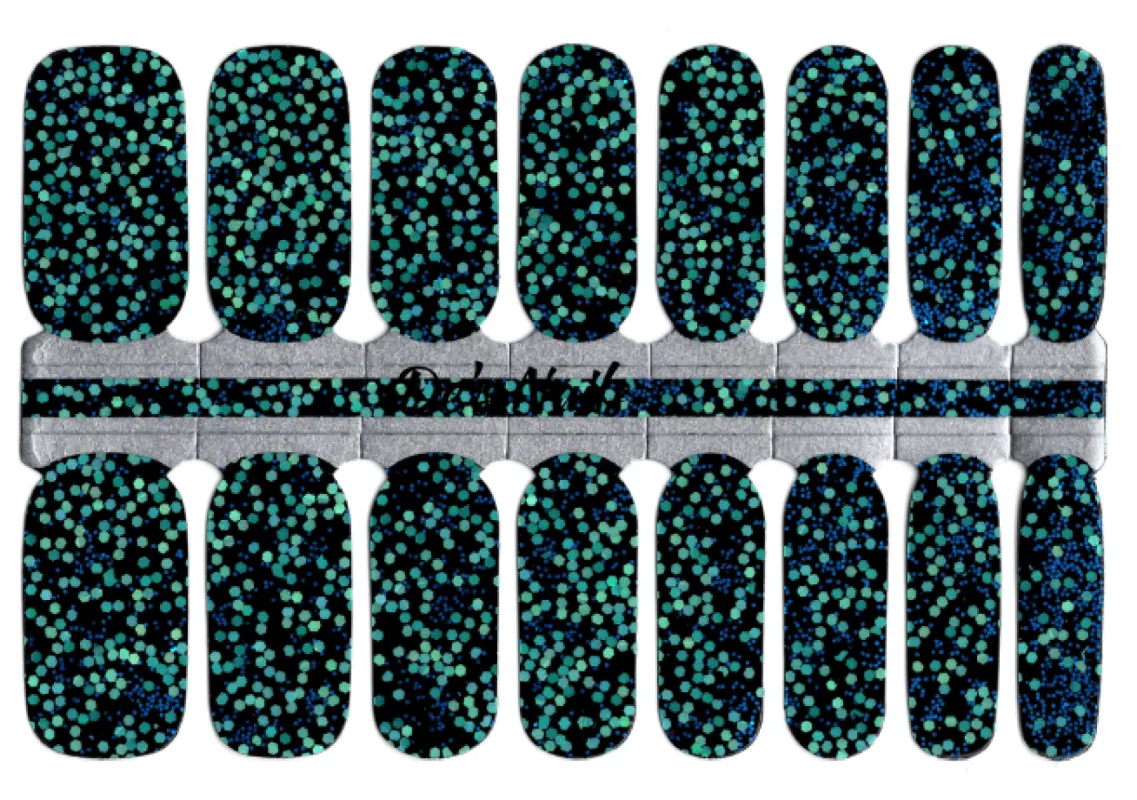 Teal Twinkle Nail Polish Wraps sold by De's Nails
