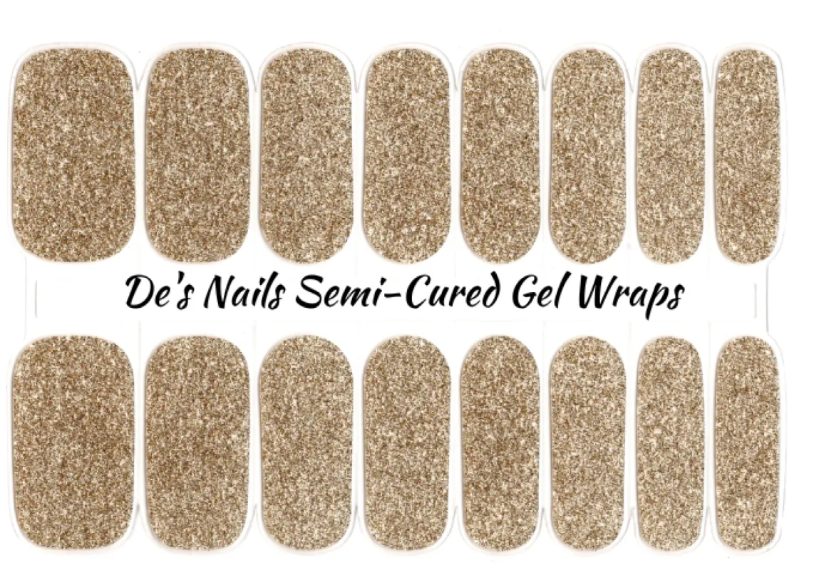 Gold Sparkle Semi-Cured Gel Nail Wraps sold by De's Nails