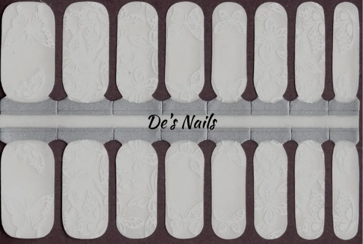 White Butterfly - Clear Overlay Nail Polish Wraps sold by De's Nails