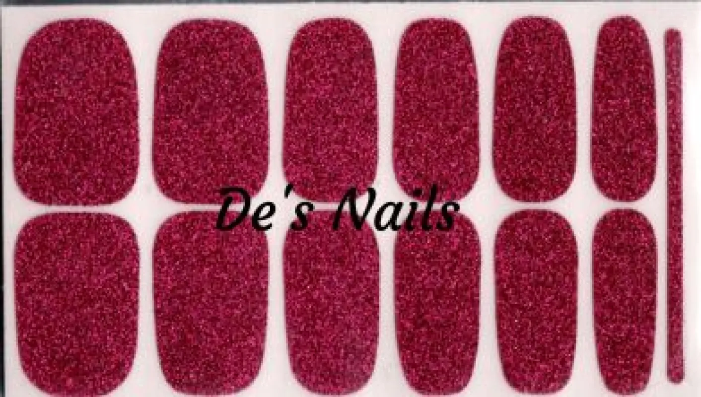 Deep Pink Sparkle Premium Nail Polish Wraps sold by De's Nails