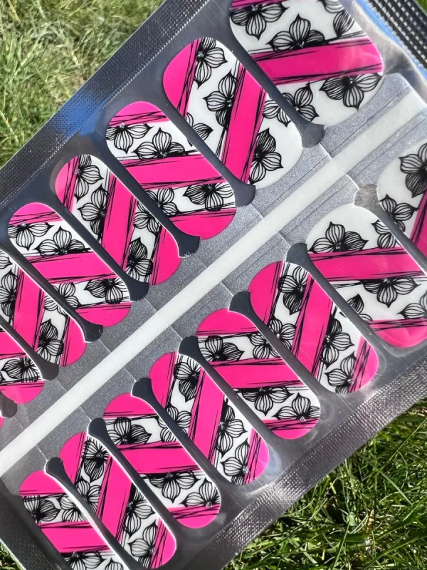 Peek-a-Boo Floral  -  Clear Overlay Designer Nail Polish Wraps sold by De's Nails