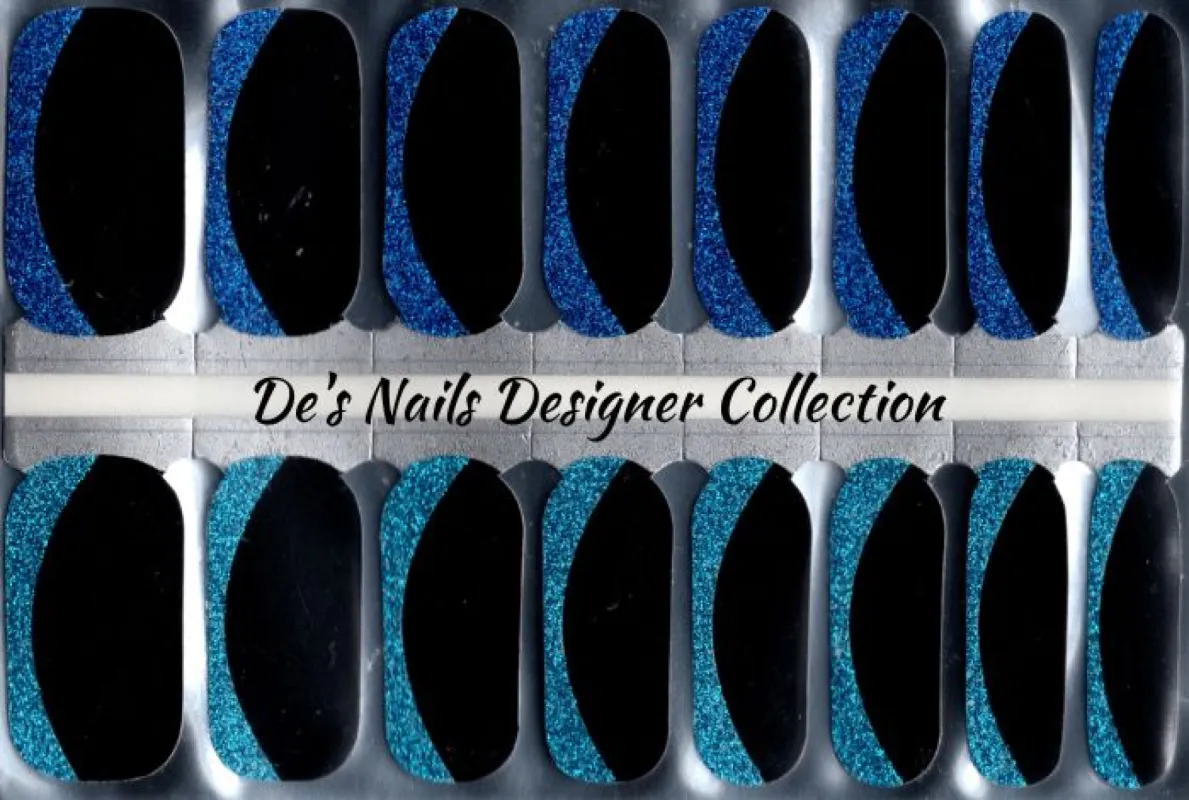 Blues Crescent  -  Designer Nail Polish Wraps sold by De's Nails