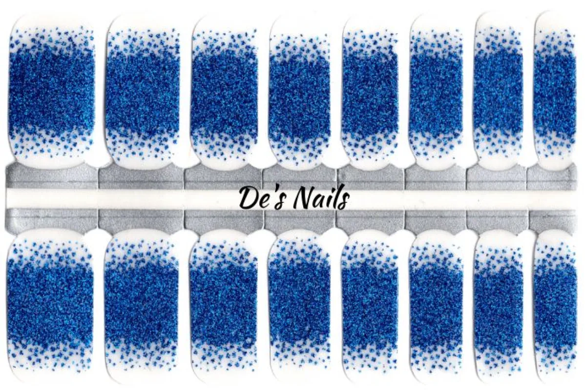 Blue Sparkle Tip - Clear Overlay Nail Polish Wraps sold by De's Nails