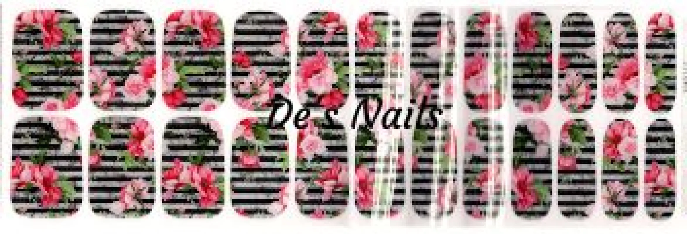 Flowers and Stripes - Premium Nail Polish Wraps sold by De's Nails
