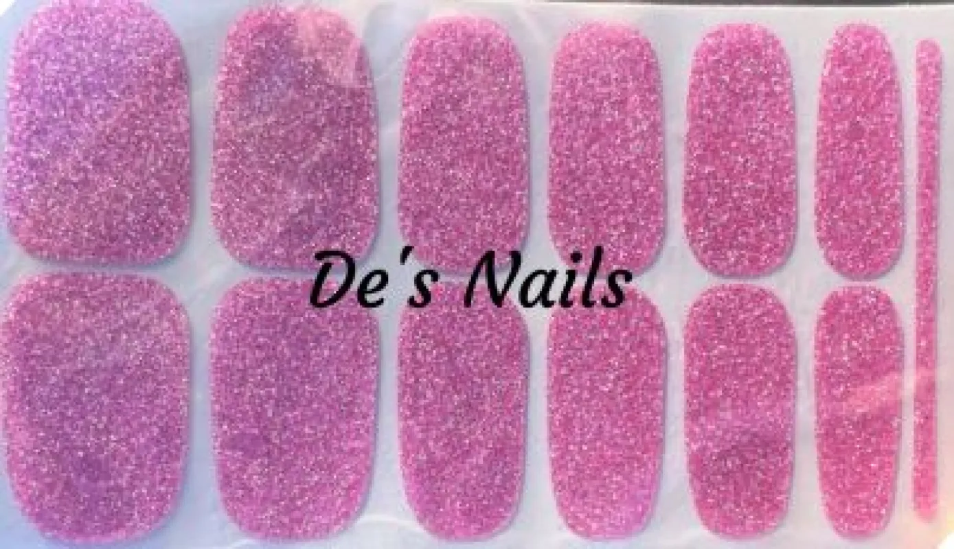 Pretty Pink Sparkle Premium Nail Polish Wraps sold by De's Nails