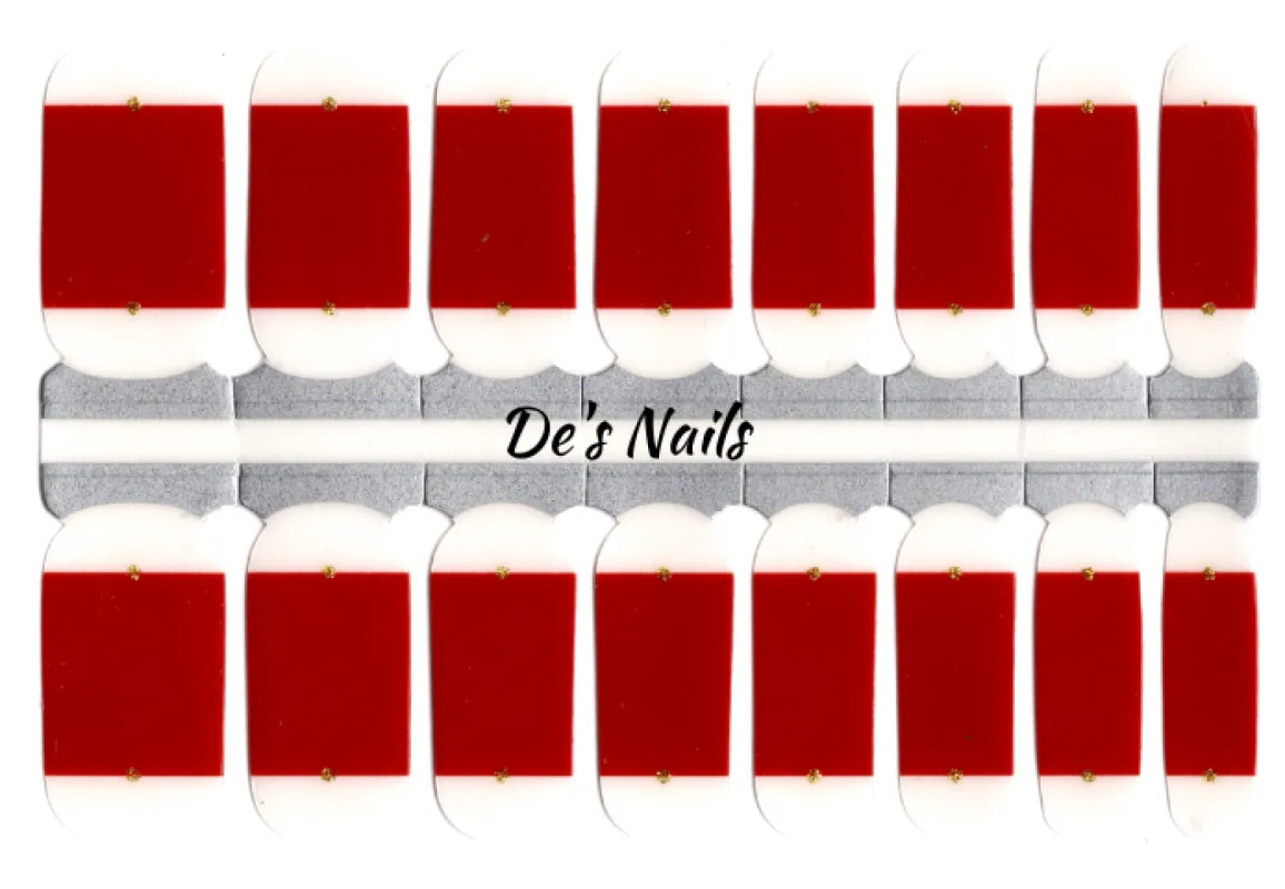 Santa's Belt Tips - Clear Overlay - Nail Polish Wraps sold by De's Nails
