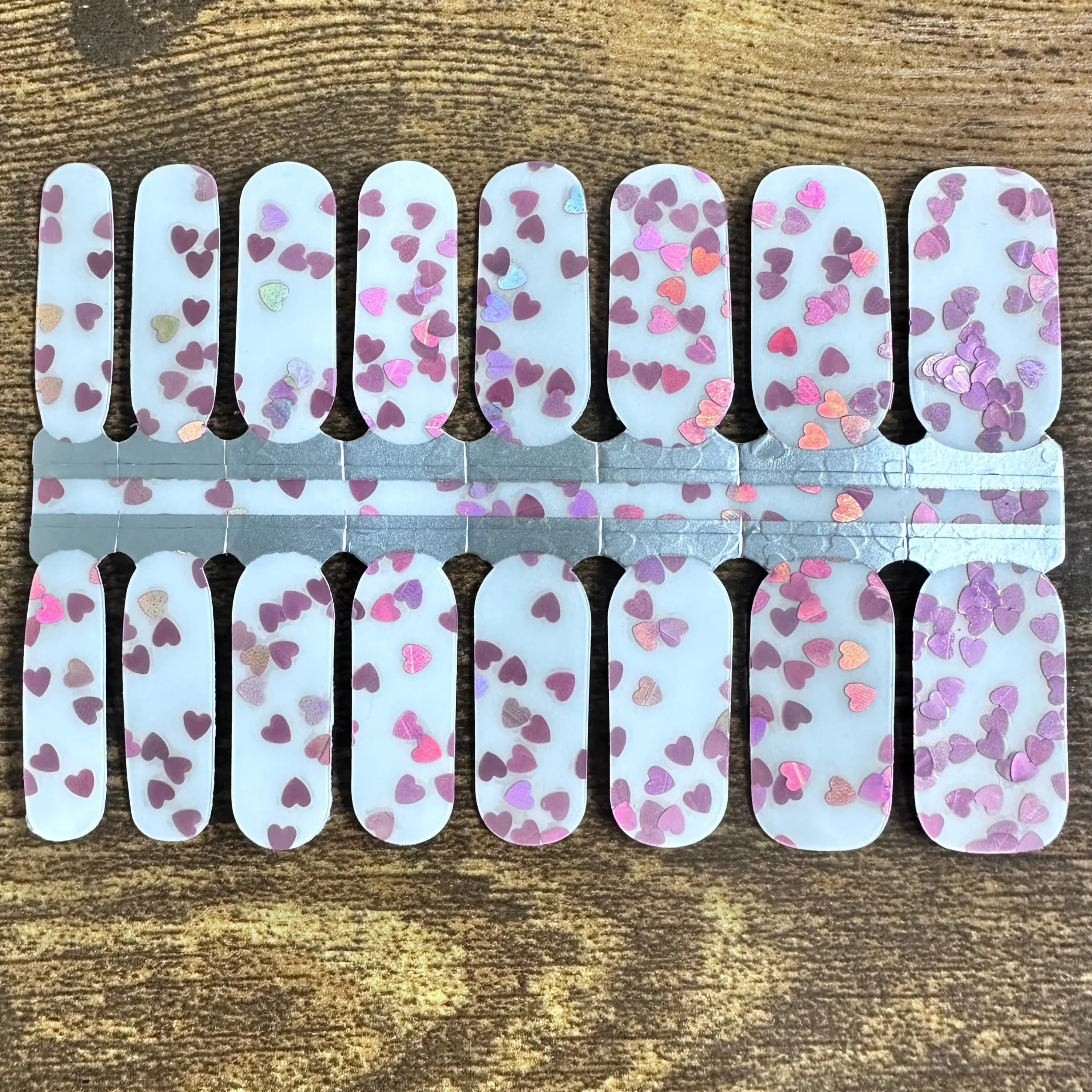 Heart Glitter - Clear Overlay Nail Polish Wraps sold by De's Nails