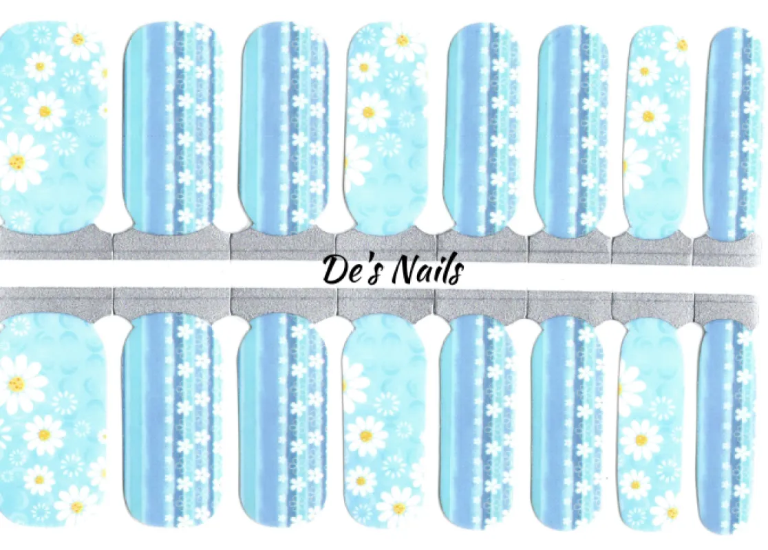 Daisy Blues - Nail Polish Wraps sold by De's Nails