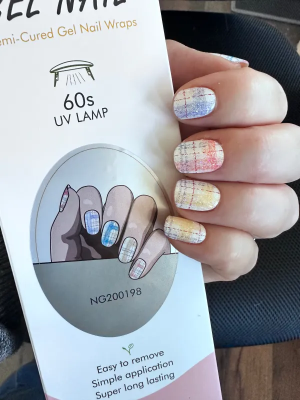 Plaid Sparkle - Semi-Cured Gel Nail Wraps sold by De's Nails