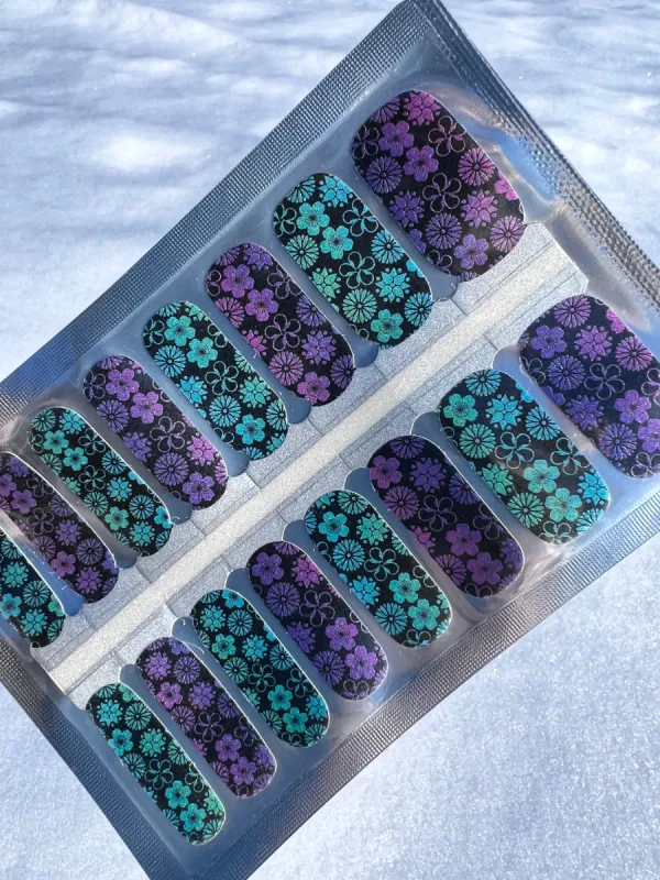 Groovy Flowers - Designer Nail Polish Wraps sold by De's Nails