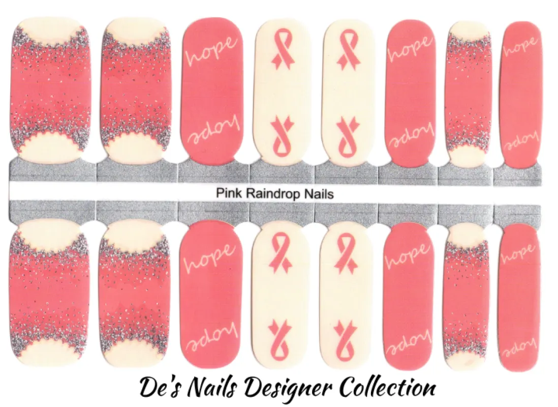 Feel the Hope - Designer Nail Polish Wraps (Breast Cancer) made by De's Nails