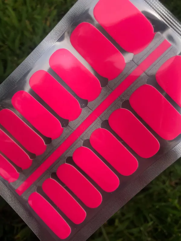 Neon Pink Nail Polish Wraps sold by De's Nails