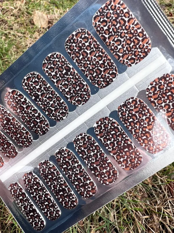 Copper Cheetah - Clear Overlay Designer Nail Polish Wraps sold by De's Nails