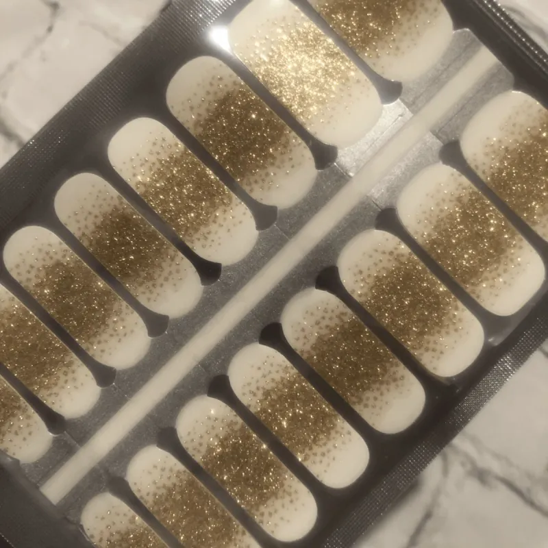 Gold Sparkle Tips - Clear Overlay Nail Polish Wraps sold by De's Nails