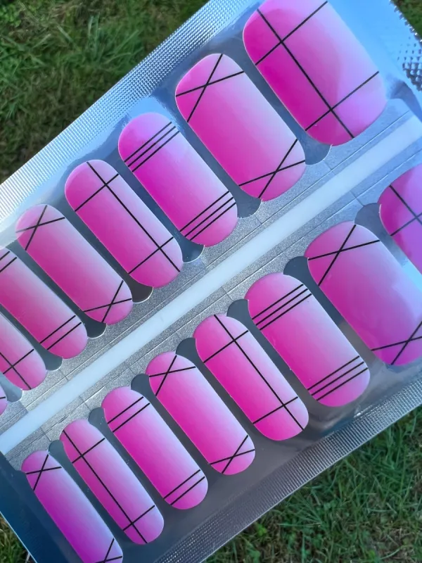 Pink Line Up - Designer Nail Polish Wraps sold by De's Nails