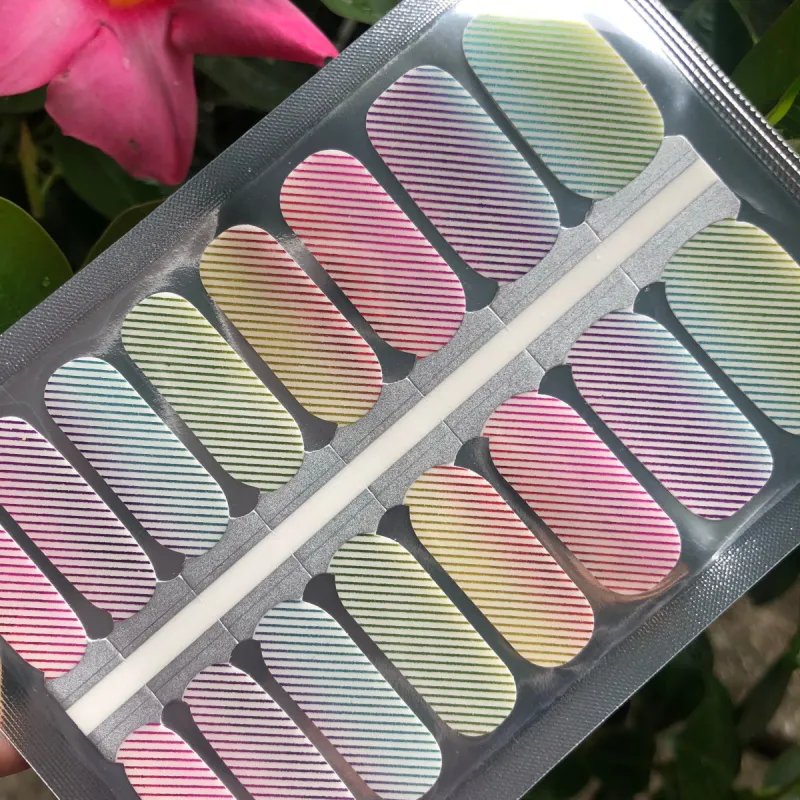 Rainbow Lines - Clear Overlay Nail Polish Wraps sold by De's Nails