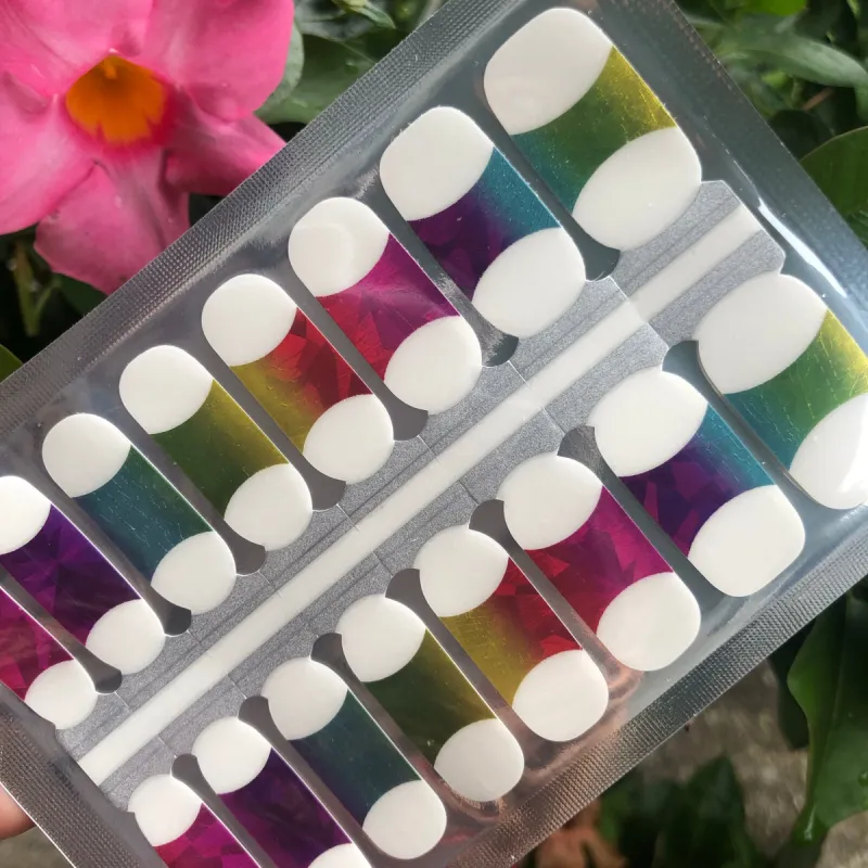 Metallic Rainbow Tips - Clear Overlay Nail Polish Wraps sold by De's Nails