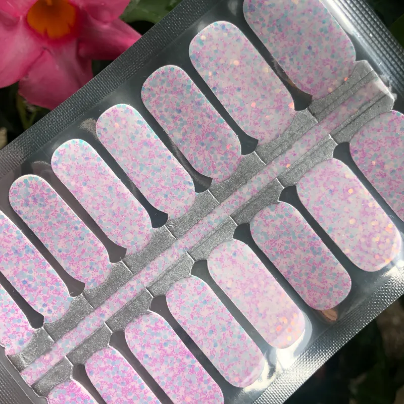 Pink Cotton Candy Glitter Nail Polish Wraps sold by De's Nails