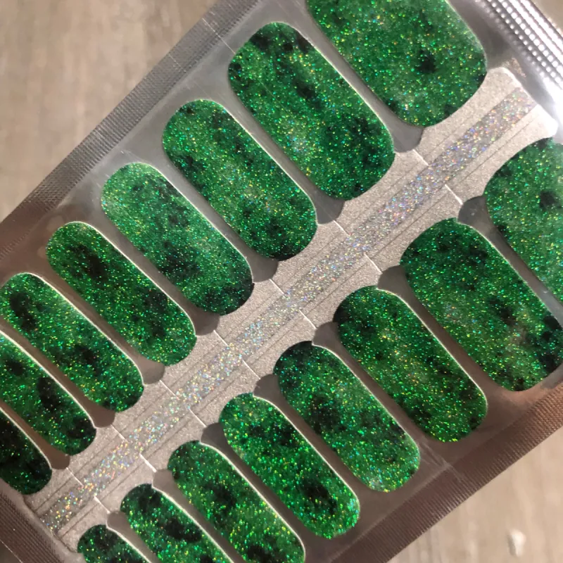 Emerald Sparkle Nail Polish Wraps sold by De's Nails