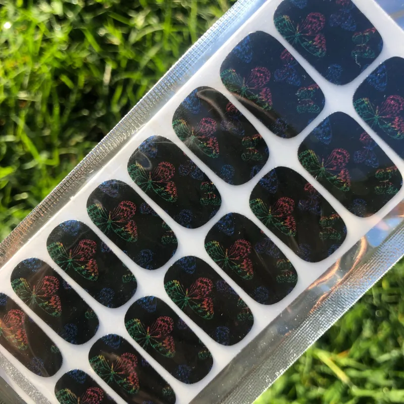 Sparkle Rainbow Butterfly Premium Nail Polish Wraps sold by De's Nails