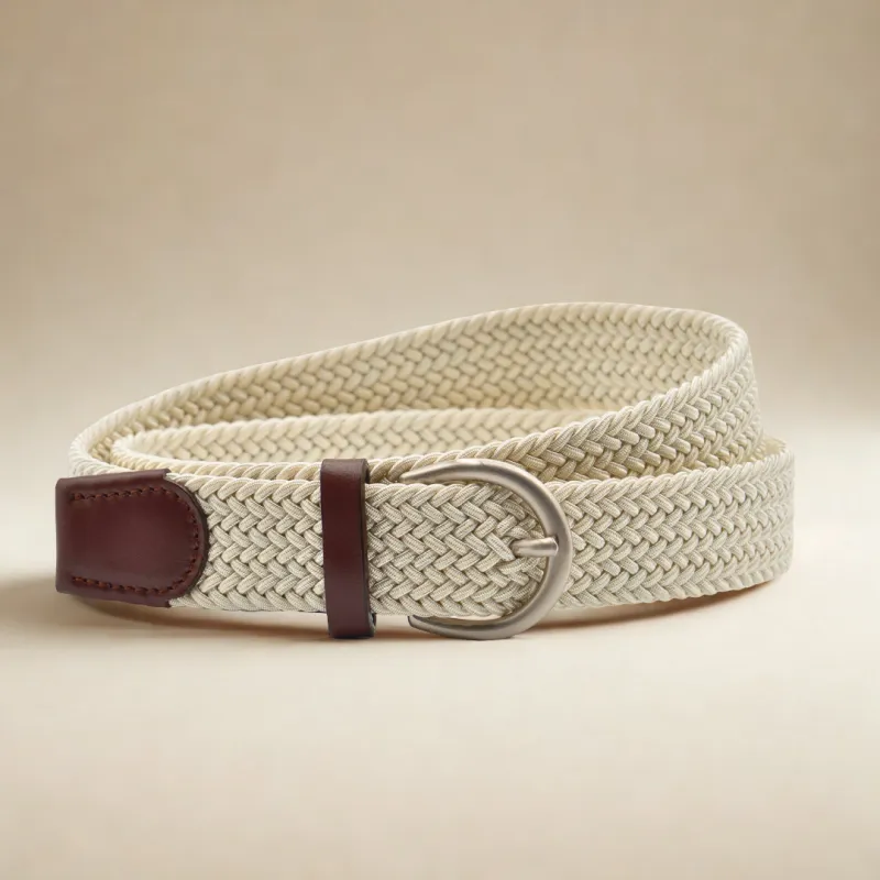 Elastic Braided Belt - Vintage Panna made by Del Toro