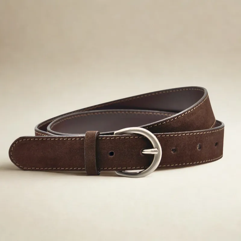 Classic Belt - Dark Brown Suede made by Del Toro