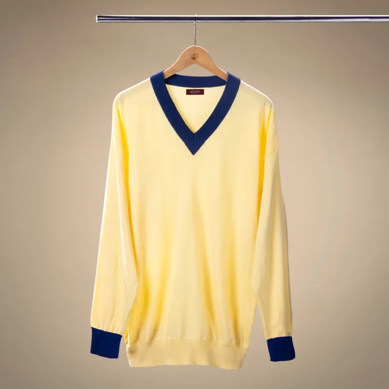 Men's Vintage V-Neck Sweater - Vintage Yellow made by Del Toro