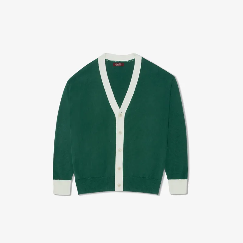 Women's Vintage Fit Cardigan - Fairway Green / Vintage White made by Del Toro