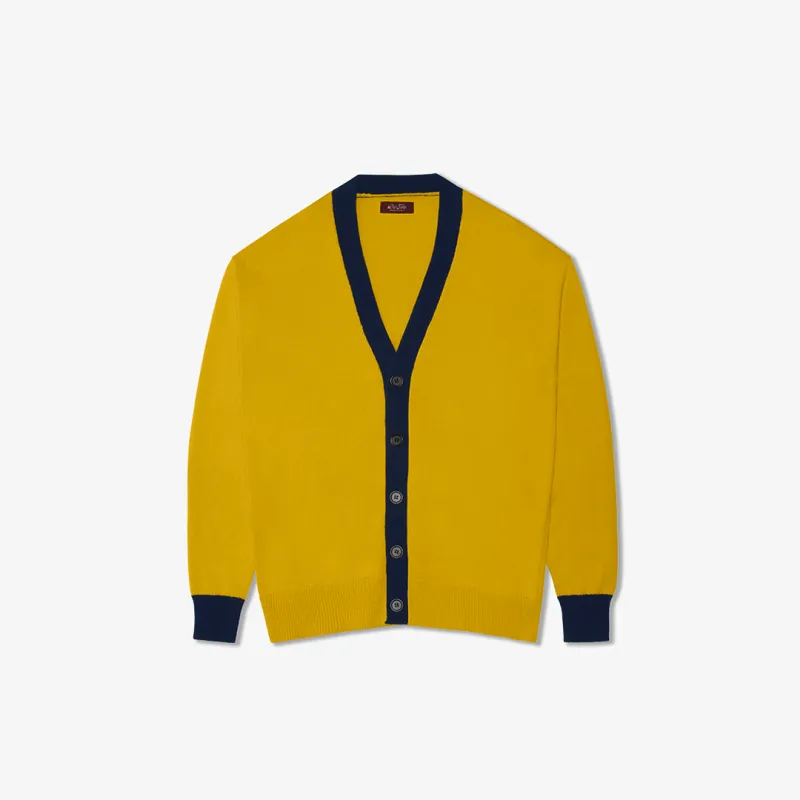 Women's Vintage Fit Cardigan - Collegiate Yellow / Navy made by Del Toro