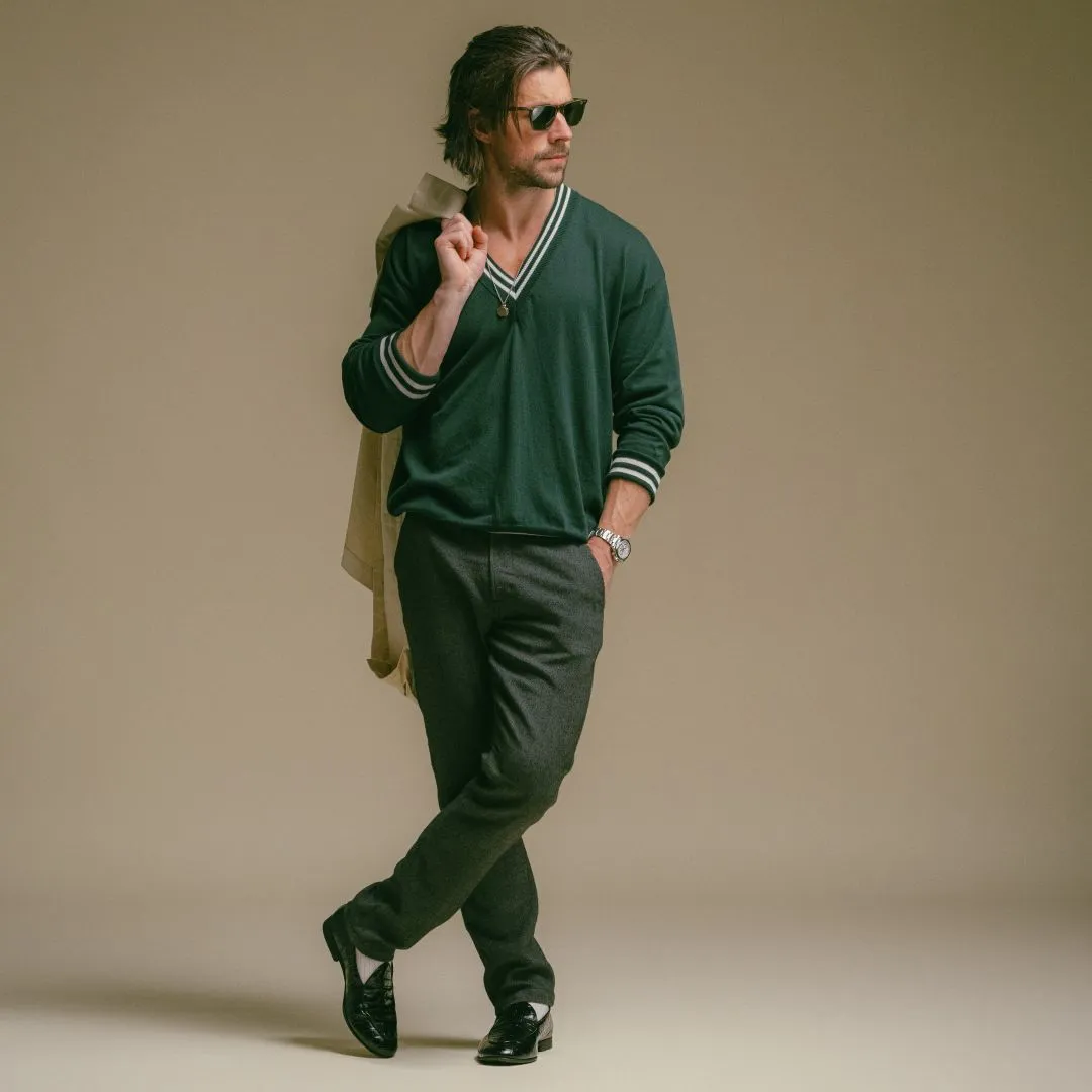 Men's Vintage Club V-Neck Sweater - Forest Green sold by Del Toro product image thumbnail 3