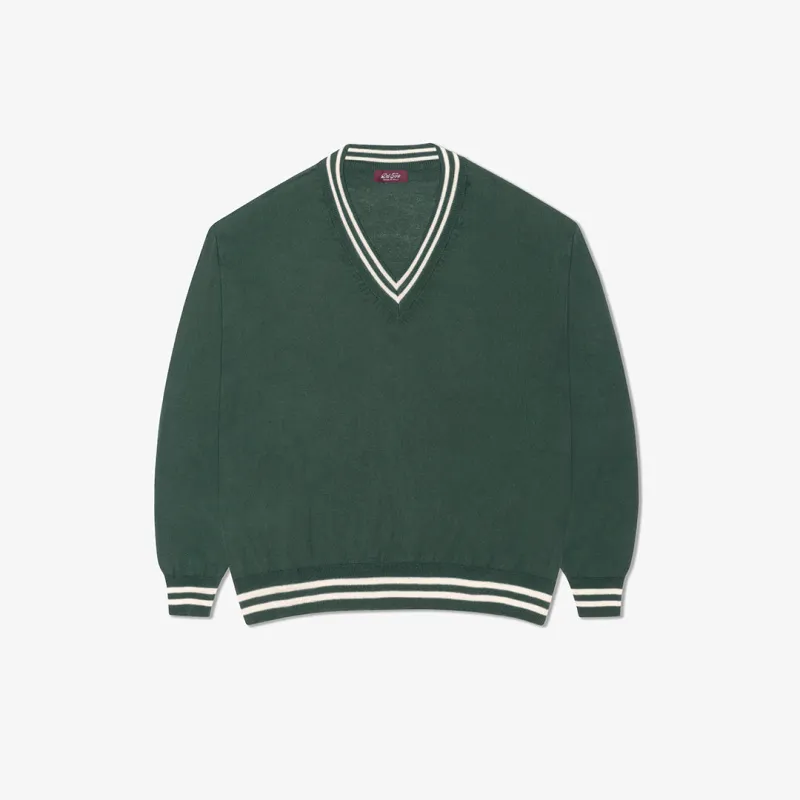 Men's Vintage Club V-Neck Sweater - Forest Green made by Del Toro