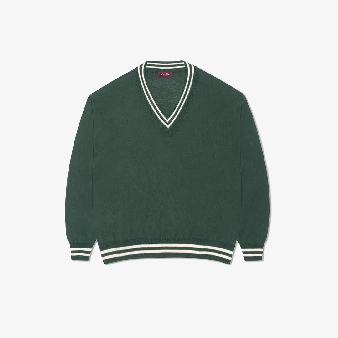 Men's Vintage Club V-Neck Sweater - Forest Green sold by Del Toro
