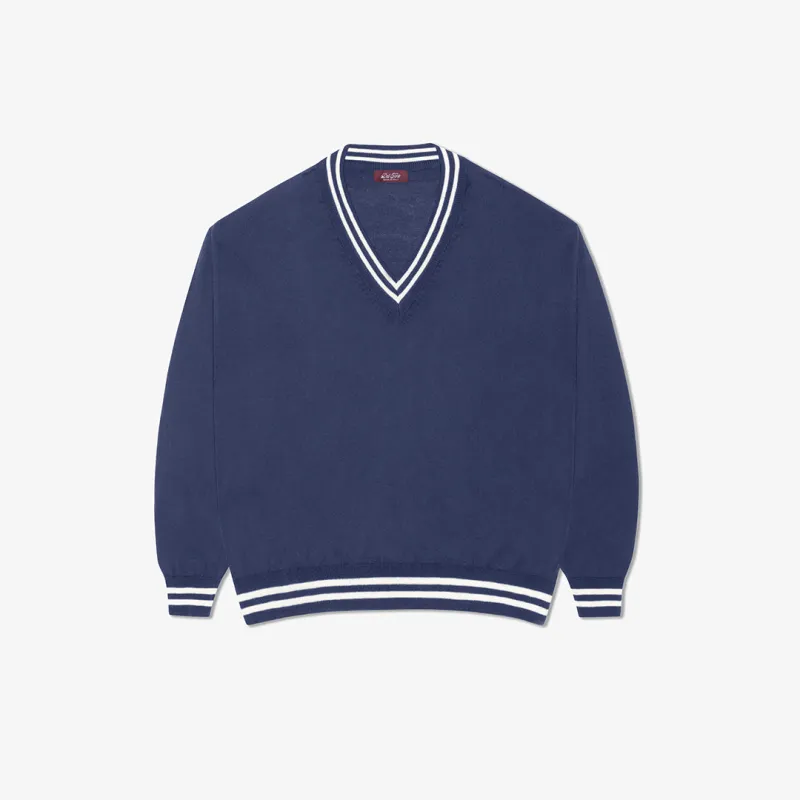 Men's Vintage Club V-Neck Sweater - Navy made by Del Toro