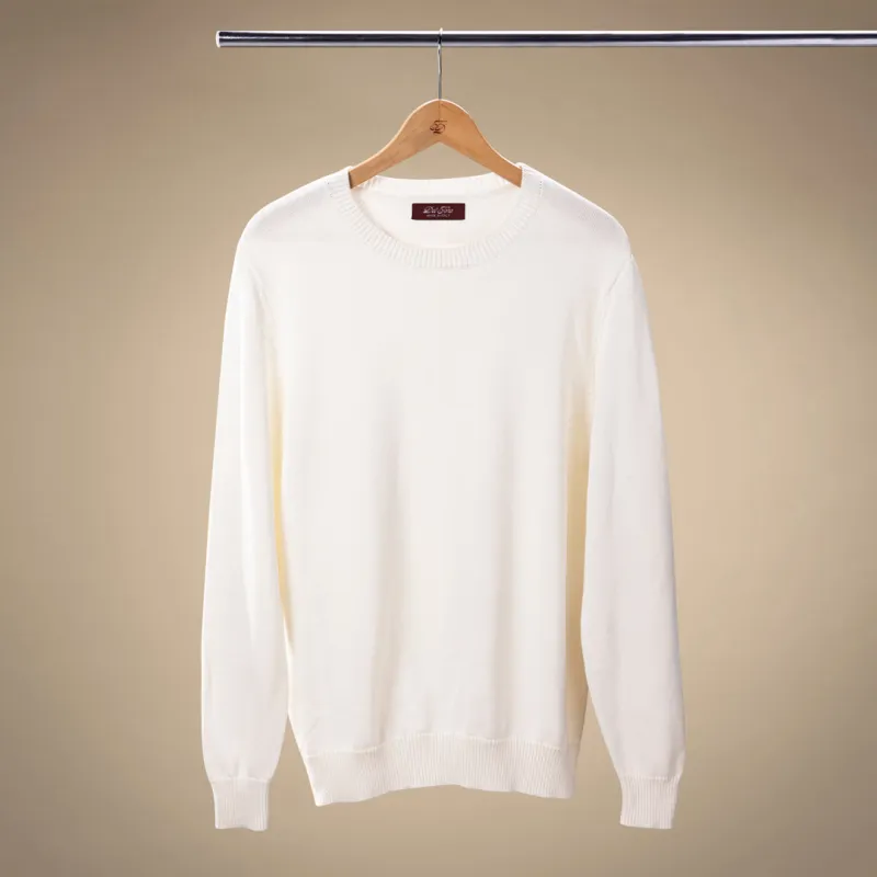 Men's Classic Crewneck Sweater - Vintage White made by Del Toro