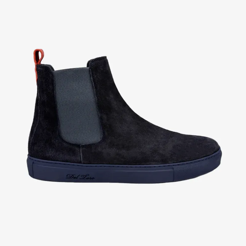 Men's Navy Suede Chelsea Sneaker made by Del Toro